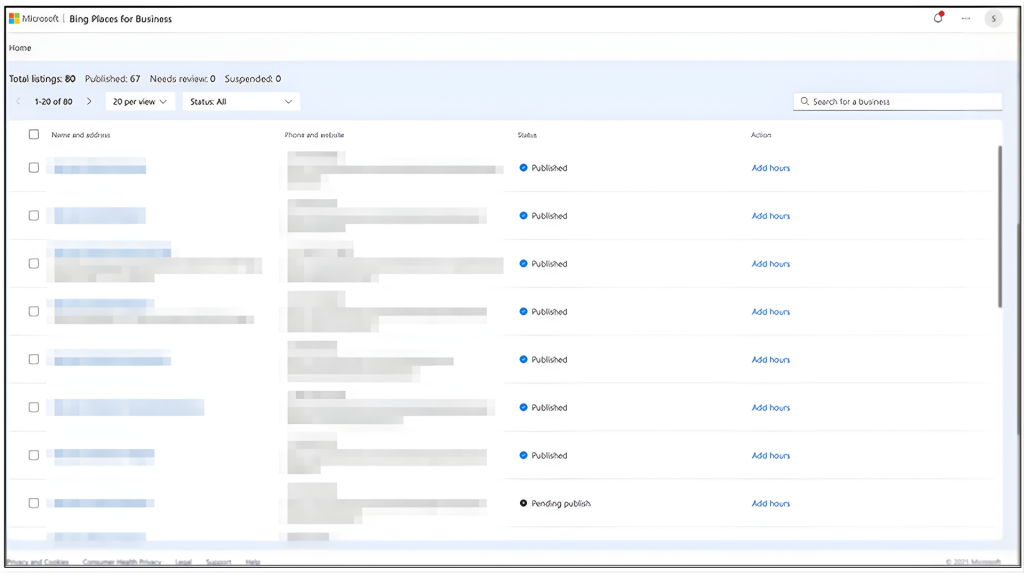 Bing Places for Business - New Dashboard